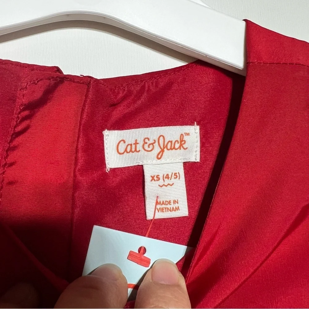 NWT Cat & Jack Red Sleeveless Party Dress for Girls- XS 4/5